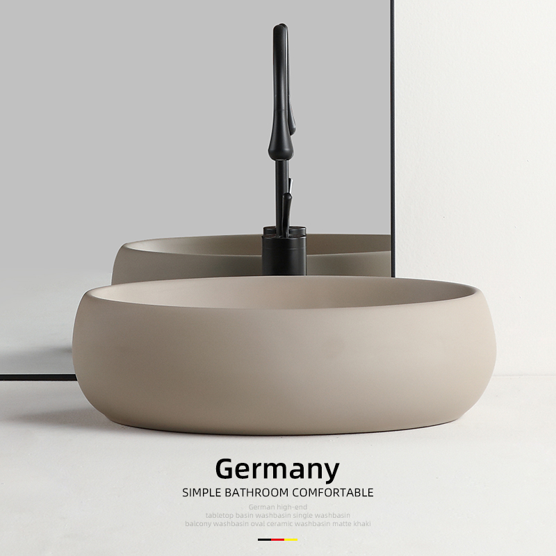 创意哑光棕色台上盆家用个性陶y瓷洗手盆卫生间阳台上洗漱脸盆面