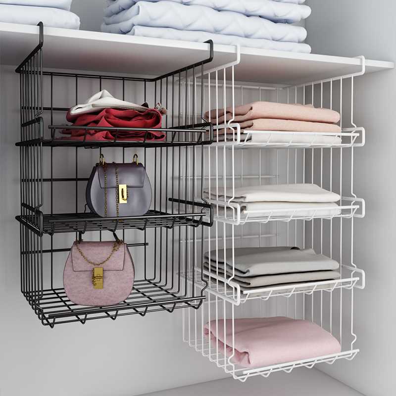 高档衣柜收纳f架柜内分q隔板下挂篮置物架厨房吊柜橱柜分层隔断整