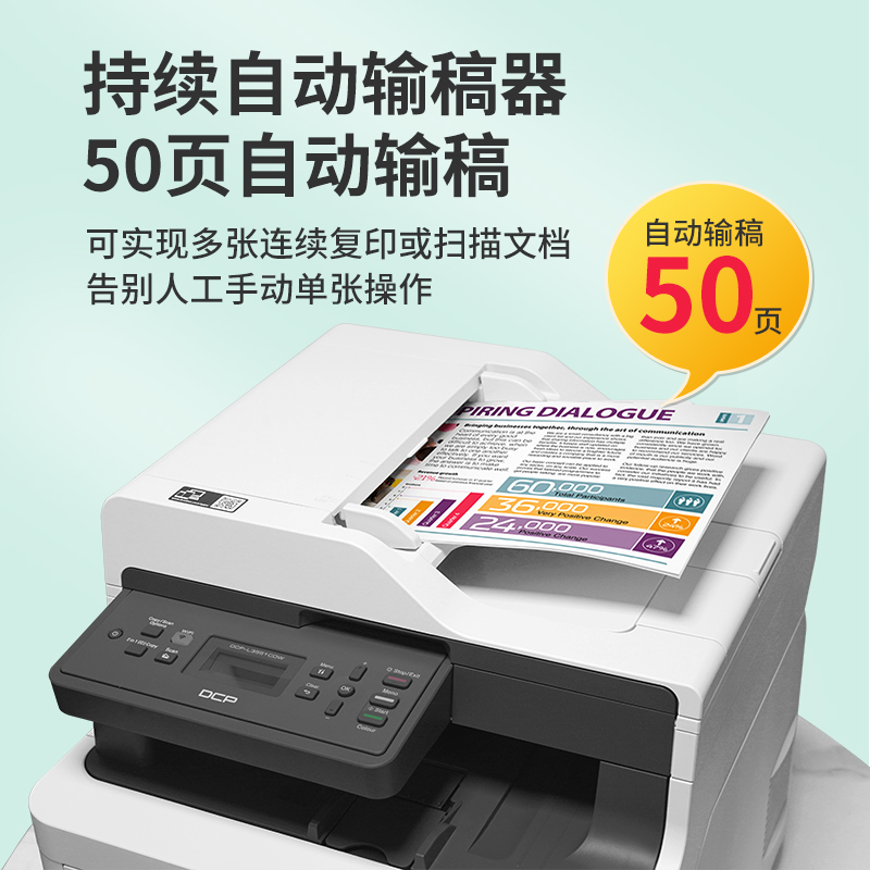 兄弟L3551彩色激光多功能打印复印扫G描一体机无线双面商务办公a4