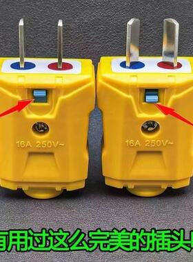 新款两用插头6000W加厚纯铜插头二脚防摔大功率电源二插头叉头