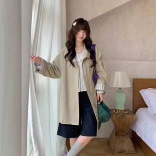 2026春季 think 新款 韩版 风衣外套女2662 翻领通勤风中长款 you