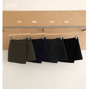 【SIM】2025秋上新高腰纯色百搭修身显瘦A字半身裙女K7278