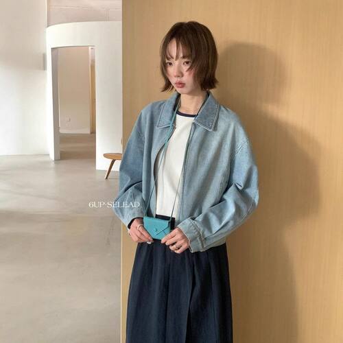 UP早春翻领拉链牛仔外套女13行