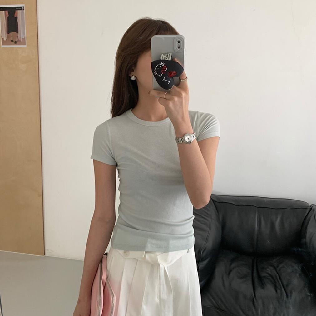 简约修身圆领百搭短袖T恤上衣女