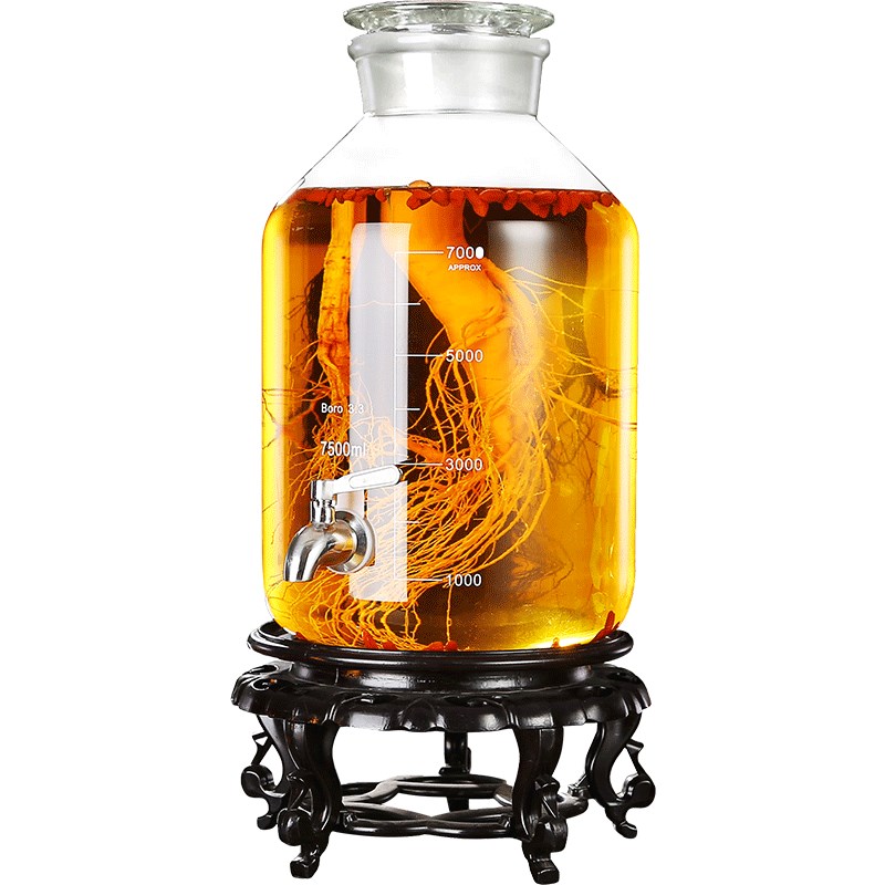 广口磨砂玻璃瓶高硼硅泡酒瓶带龙头10斤20斤药Q酒罐酿酒坛家用酒