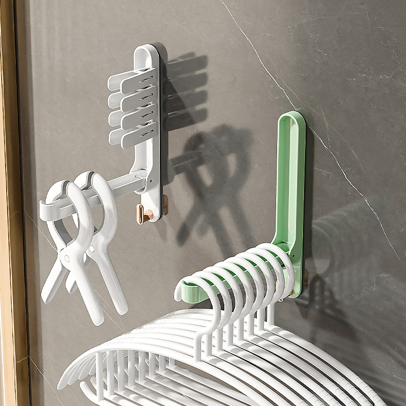 艾加达衣架收纳架免打孔多功能阳台整理架夹子家用收纳挂钩晾衣架