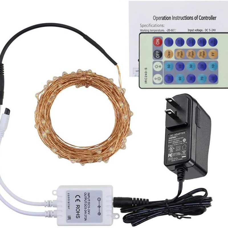 遥控插电led彩灯闪灯串灯铜线满天星网红灯挂灯装饰.铜丝小灯泡