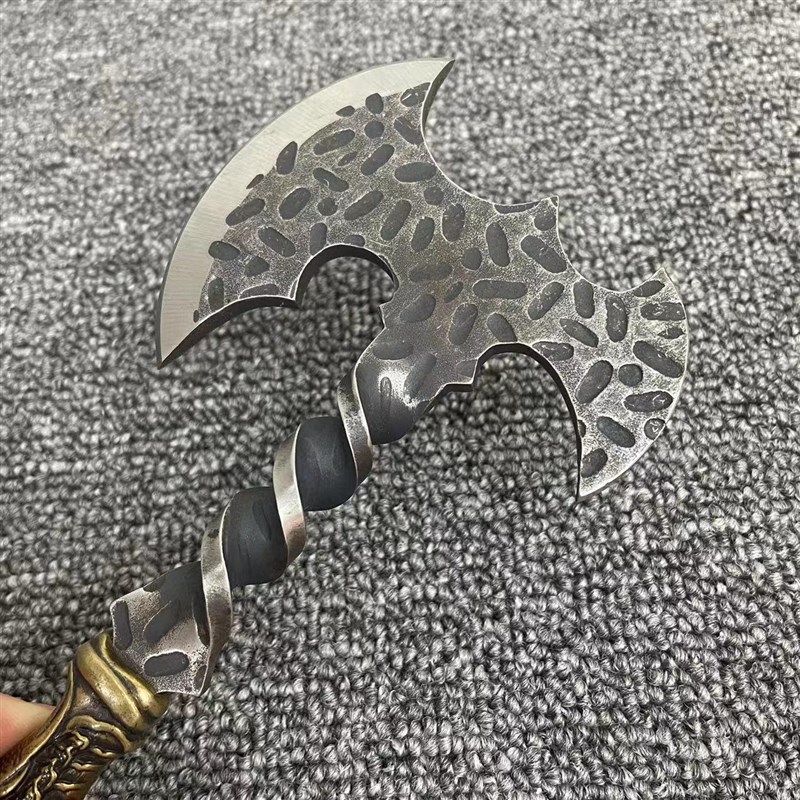 微缩迷你手斧纯铜手柄锰钢小斧头收D藏送礼把玩小斧程咬金花斧摆