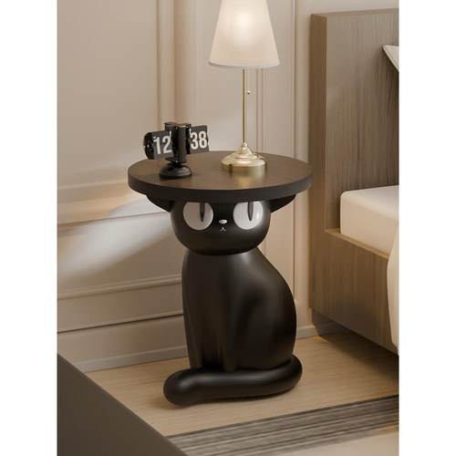 客厅黑猫茶几装饰落地摆件家居客厅电视柜边几玄关床头柜置物架