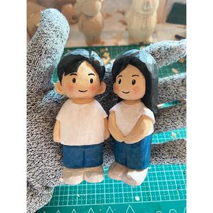 纯手工小木雕治疗手工木雕恶棍立体娃娃Q版卡通人物定制小饰品