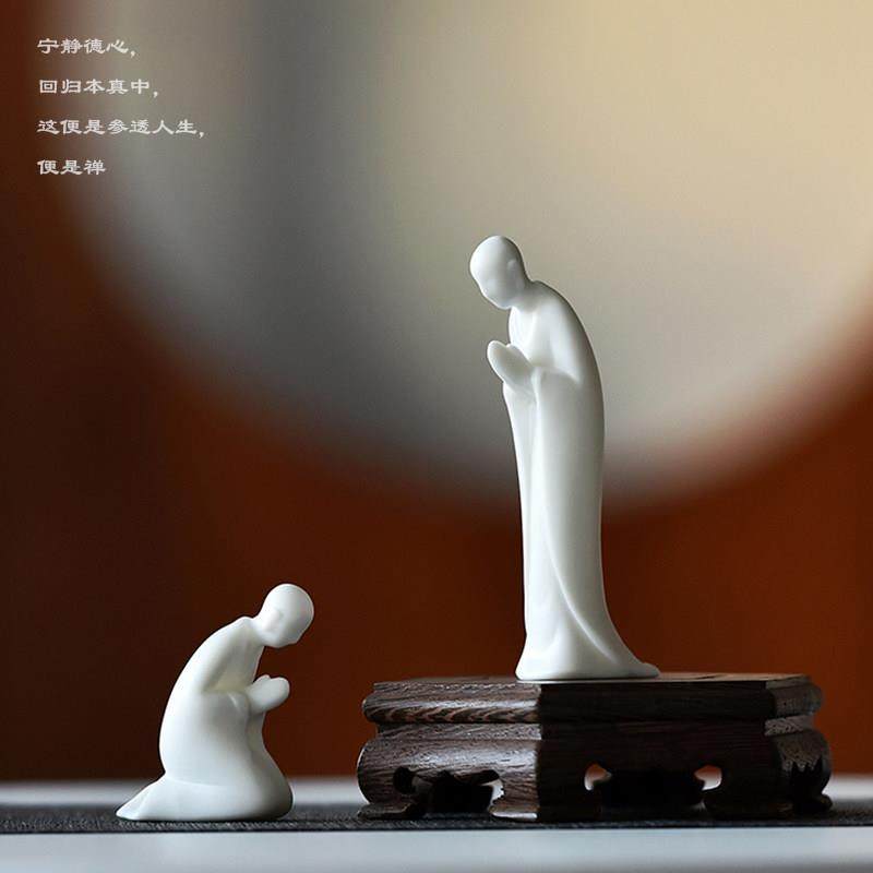 禅意陶瓷无相佛人物茶道配件桌面装饰白瓷小和尚盆景鱼缸家居摆件,家居饰品,装饰摆件,淘宝优惠券,粉丝福利购,淘宝优惠卷