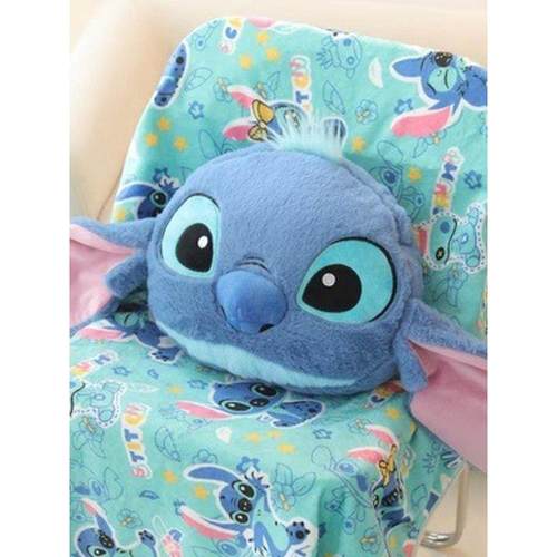 可爱卡通史D仔毛绒抱枕靠背毛毯被子两用靠垫办公室午睡空调盖毯