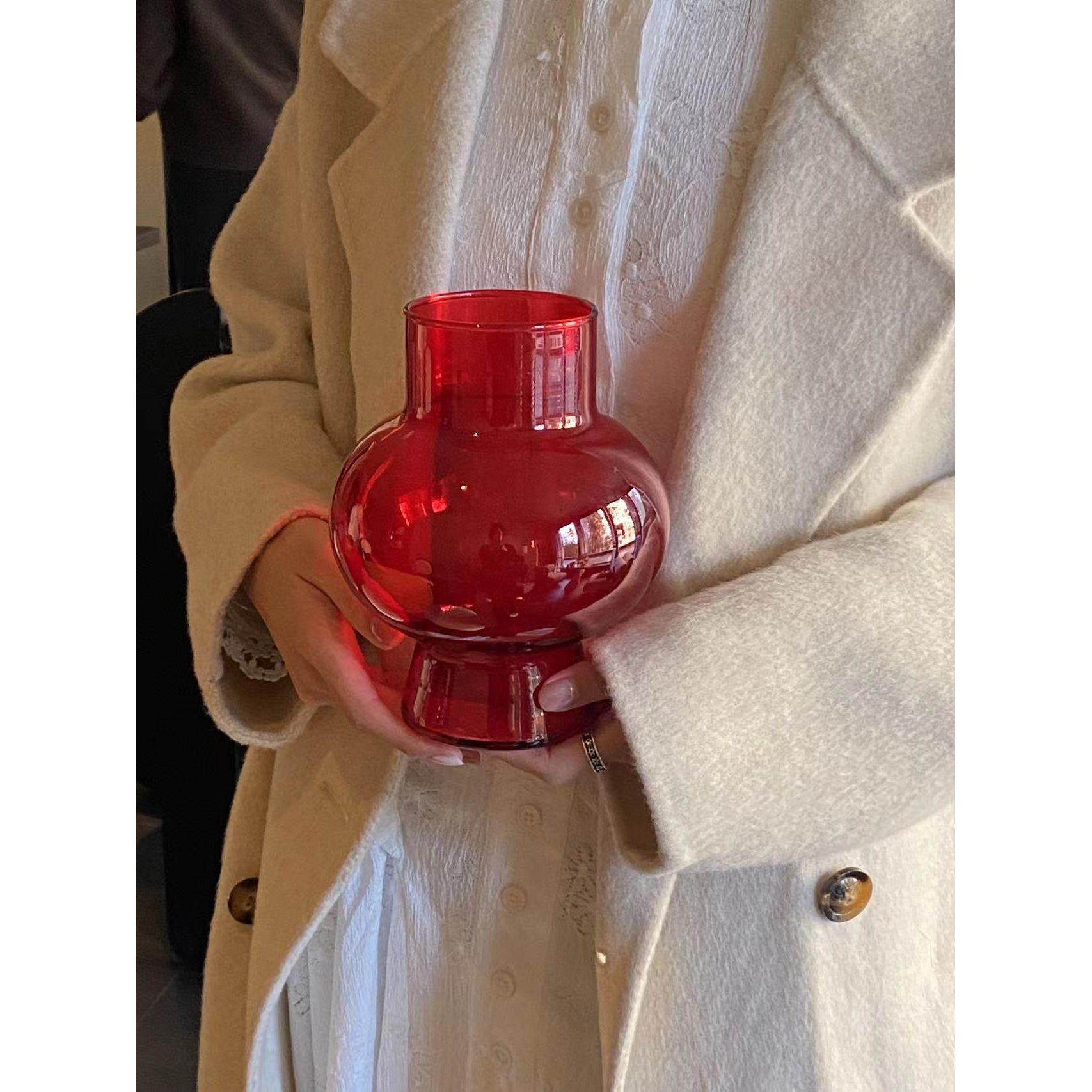 轻奢简约艺术玻璃红色花瓶新年节日婚礼装饰品家居软装桌面摆件,家居饰品,花瓶,淘宝优惠券,粉丝福利购,淘宝优惠卷