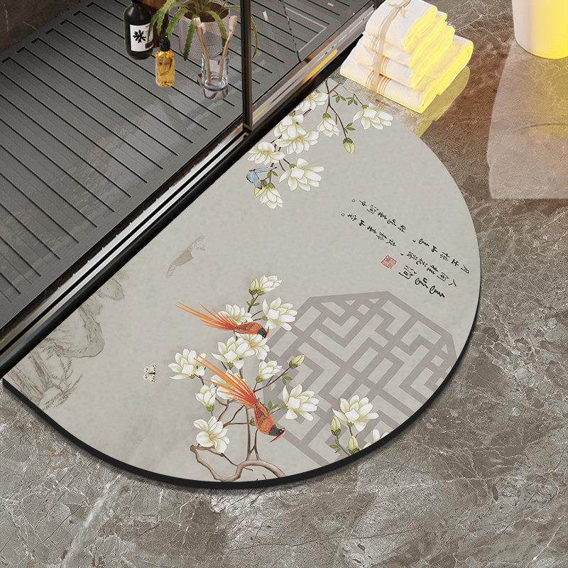 硅藻泥吸水垫防滑浴室脚垫卫生间软地垫卫浴半圆形厕所进门口地毯