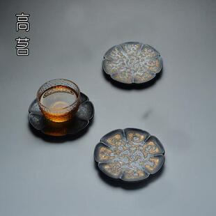 粗陶杯垫小玻璃茶杯托陶瓷功夫茶托茶碟茶道茶具配件茶垫托茶盏垫