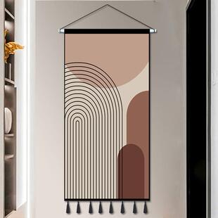 现代极简主义入口挂毯莫兰迪几何抽象过道走廊挂画织物无障碍豪华