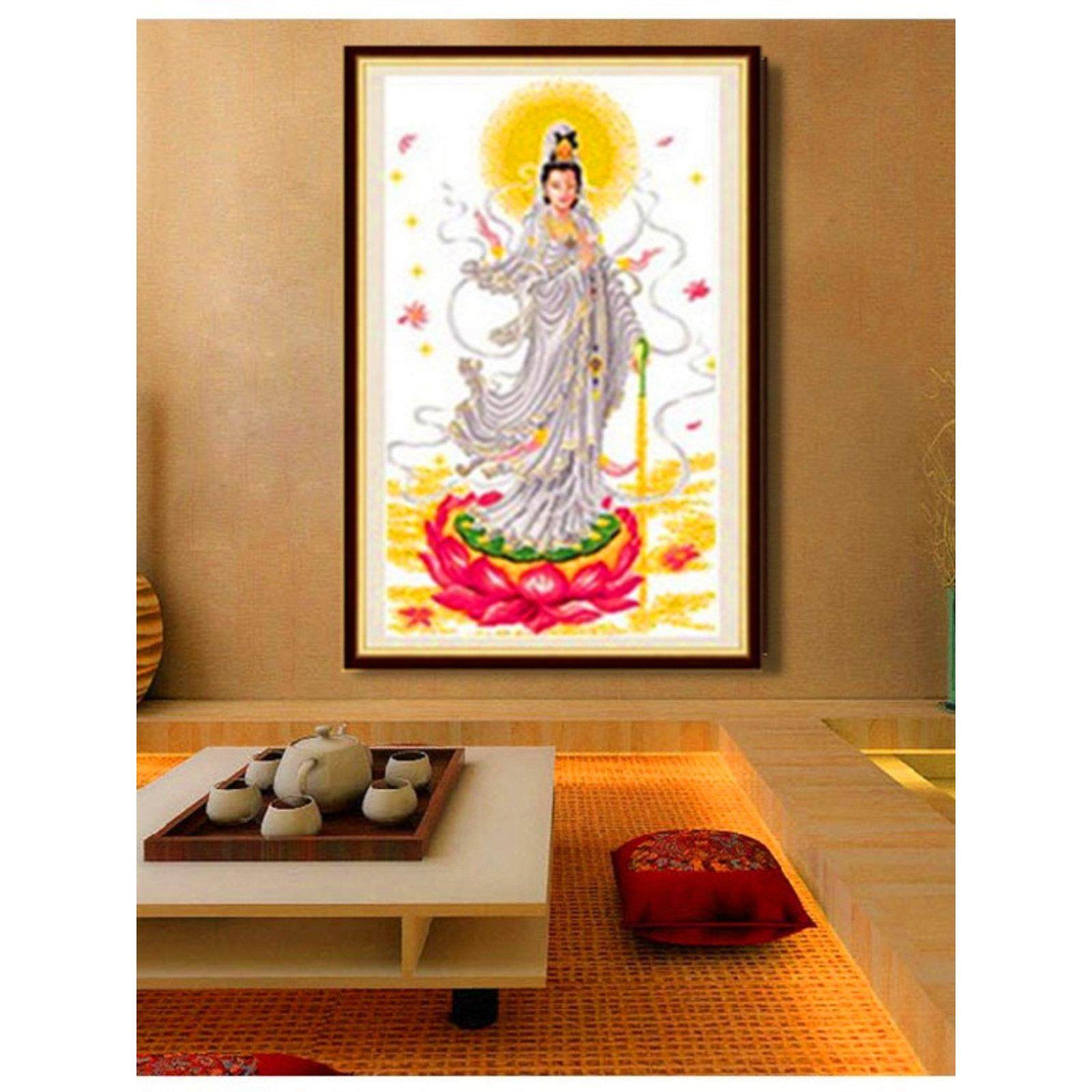 十字绣成品绣好的滴水观音中式客厅装饰挂画可带框福寿菩萨人物,居家布艺,十字绣成品,淘宝优惠券,粉丝福利购,淘宝优惠卷