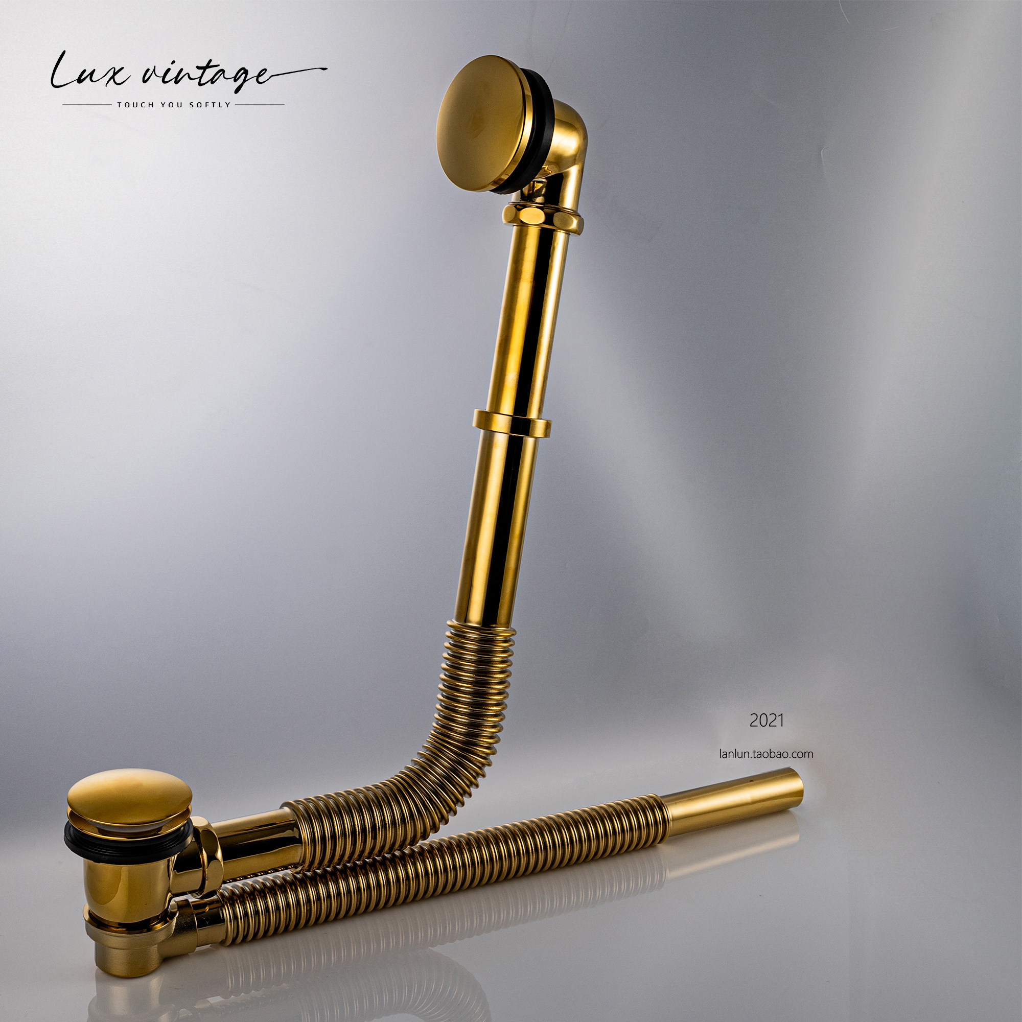 陶瓷浴缸防虫防臭提拉超薄下水器洗浴盆波纹管带螺纹弹跳芯下水管