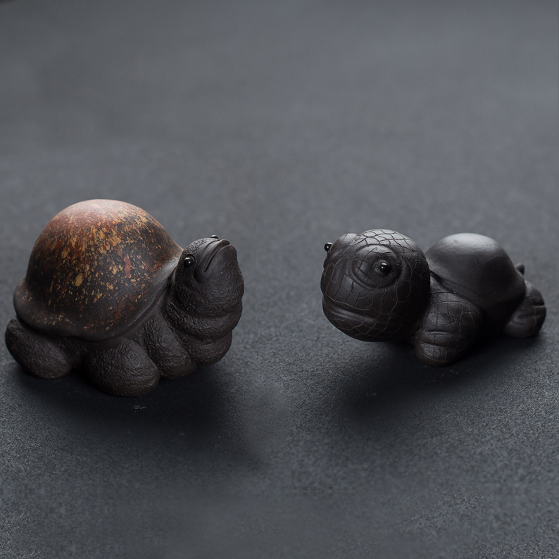 厂家 宜兴紫砂茶宠茶盘摆件盖置盖托将军龟呆萌龟茶盘可养摆件