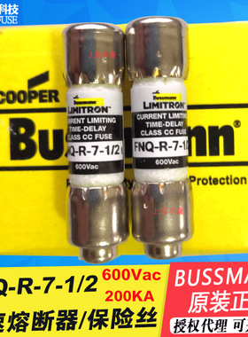 BUSSMANN熔断器Limitron FNQ-R-7-1/2 600V/7A 10x38mm慢速保险丝