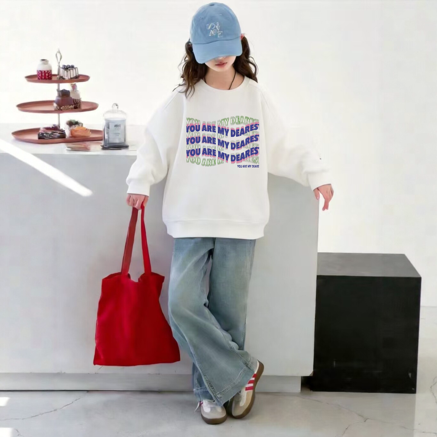 女童卫衣春秋款女童加绒长袖童装女孩圆领简单百搭日常穿打底衫