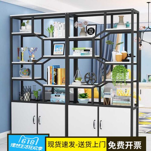 铁艺屏风办公室隔断置物架客厅玄关收纳柜理髲店美容院高档展示柜