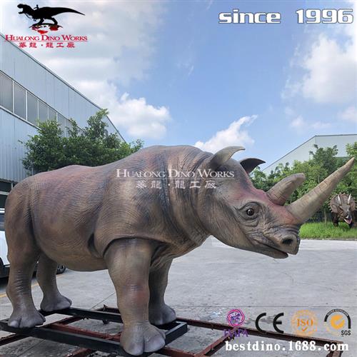 仿真机械电动仿真动物厂家硅胶材质苏门达腊犀牛公园景区动物园.