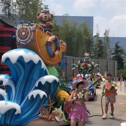 商业表演巡游宣传花车彩船厂家来图美陈亮化制作厂家巡游花车