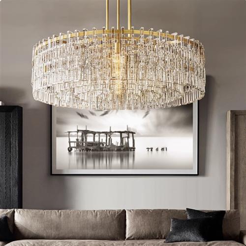 跨境RH灯具别墅客厅大吊灯美式轻奢高档全铜水晶餐厅卧室主灯
