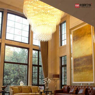 酒店会所led奢华水晶灯展厅大型复式别墅大厅多层大吊灯非标定制