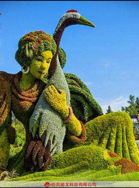 绿雕工艺品厂家仿真人物造型绿雕定做湖南绿色植物景观雕塑