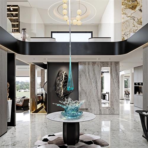 酒店大堂客厅透明树脂水滴天花板吊饰空中艺术雕塑现代创意挂摆件