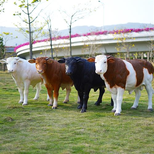 仿真安格斯黑牛模型大型玻璃钢牛雕塑餐厅牧场装饰西门塔尔牛摆件