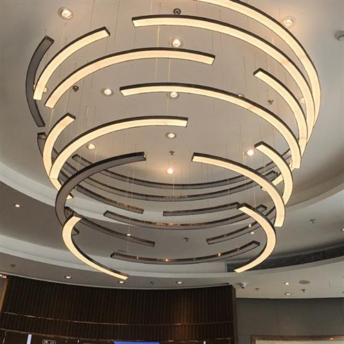 非标定制工程酒店大堂简约现代圈圈售楼部沙盘别墅圆形C吊灯定做