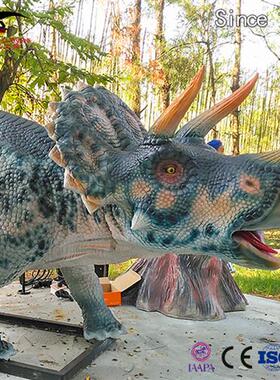 吃草性蓝色大三角龙动态模型摆件商场公园景区博物馆热销产品