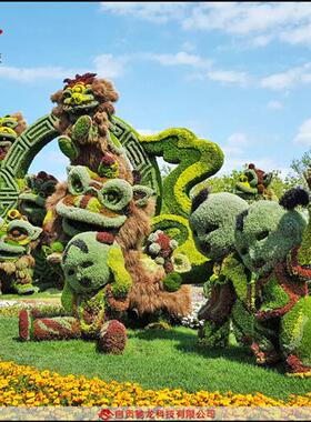 仿真动物绿雕仿生植物造型雕塑定制宁夏园林美陈绿色雕塑