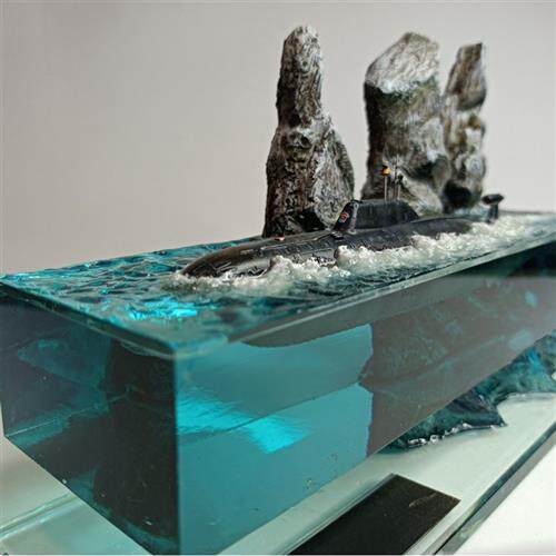 创意雕塑别墅售楼处透明环氧树脂摆件酒店玄关桌面抽象海洋工艺品