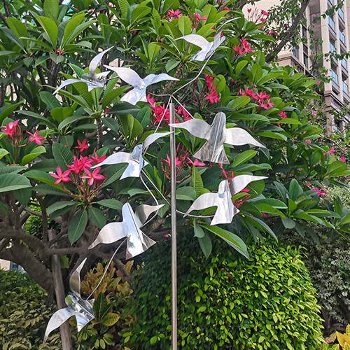 不锈钢鸟雕塑飞鸟鸽子装饰摆件园林草地绿植仿真飞鸟艺术装置
