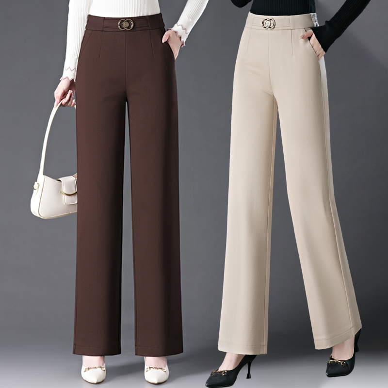 高腰弹力直筒休闲裤长裤柔软垂顺