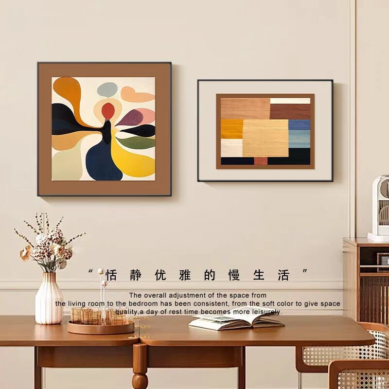 法式复古卧室床头装饰画抽象几何主D卧房间挂画小众高级感餐厅壁图片