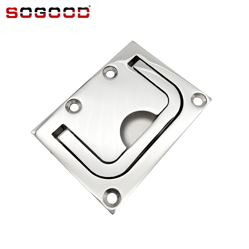 箱柜不锈钢316嵌入式折叠式拉手方形抛光舱盖隐藏扣手把手地板扣