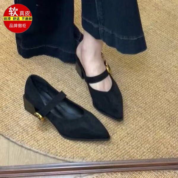 品牌特卖真皮纯色单鞋春季新款女浅口单鞋