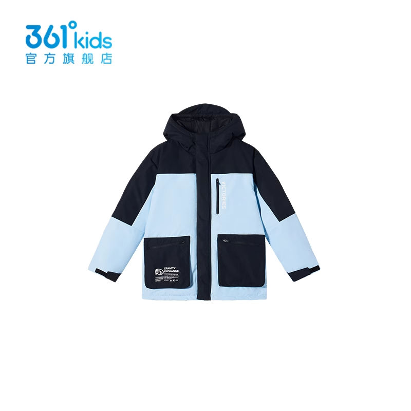 361度男童连帽羽绒服2024年冬季新品运动休闲外套