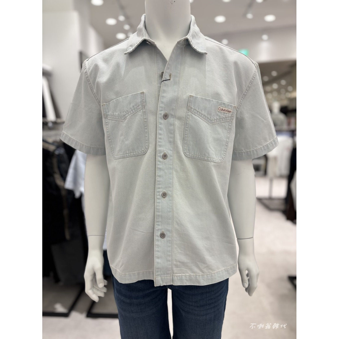 CK JEANS韩国直邮26春夏男款双胸袋时尚百搭棉短袖衬衫T恤4RF712G