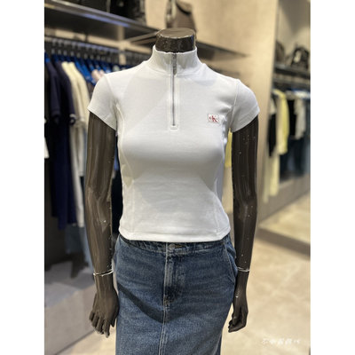 CK JEANS韩国直邮26春女士半拉链修身短袖衫T恤短款47G240G