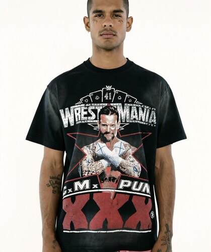 hellstar地狱WWE摔角巨星CM Punk主题WrestleMania 41纪念短袖T恤