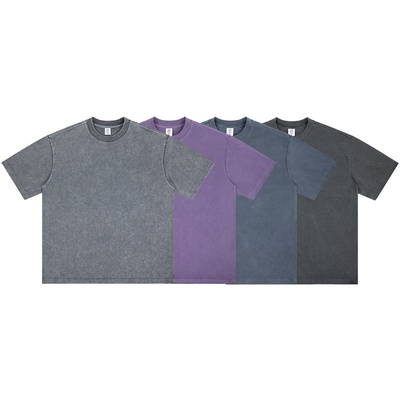 kanye侃爷2026春夏新款380克重磅t恤男蜡染水洗复古美潮短裇t恤衫