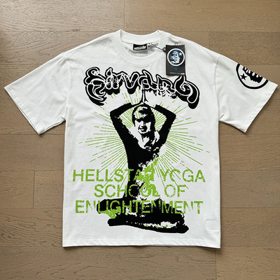 美式小众潮牌hellstar夏季地狱之星瑜伽启蒙学校印花休闲短袖T恤
