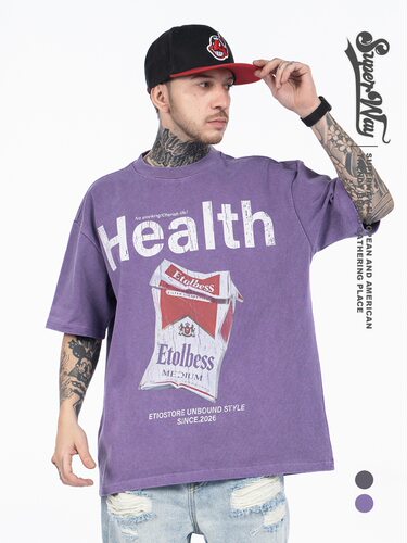 美式烟盒印花字母潮牌smoking短袖T恤男女同款宽松百搭情侣上衣os