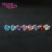 CrazyRabbit 爆闪爱心锆石耳钉钛合金养耳洞耳骨钉唇钉耳蜗钉耳饰